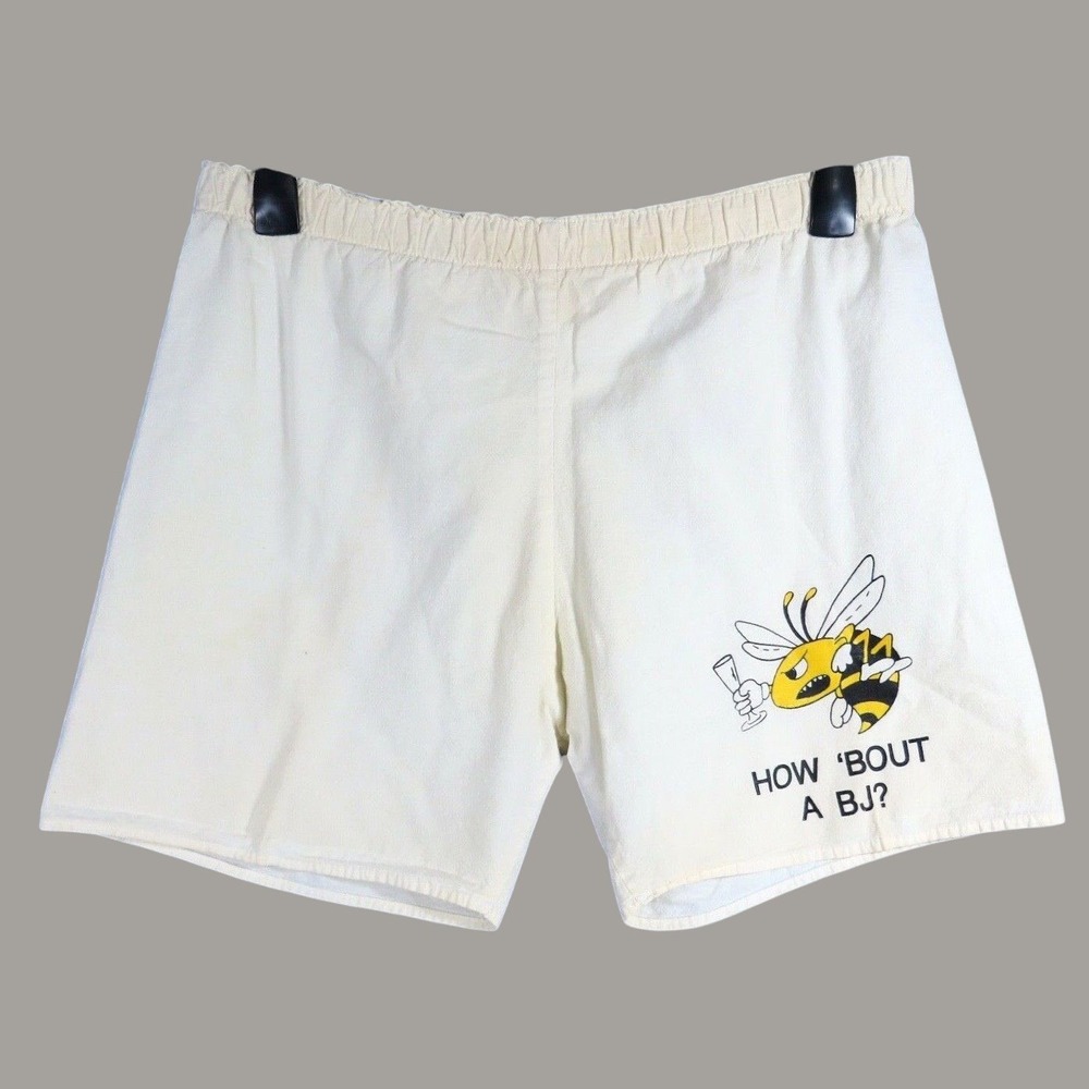 RARE BAREN JAGER Honey Liqueur VTG NOVELTY SHORTS How 'bout a BJ? BUMBLE BEE M/L